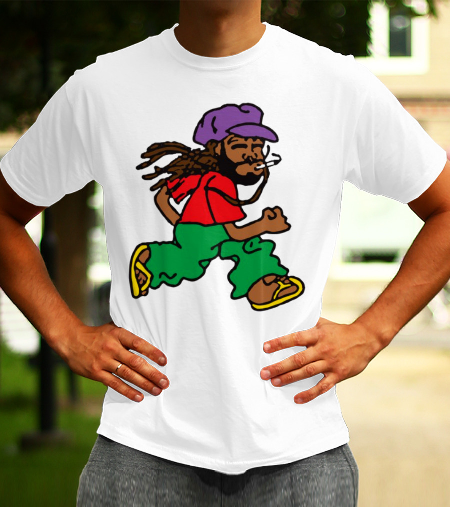 Amine Running Man Rastafarian Style Casual Character T-Shirt
