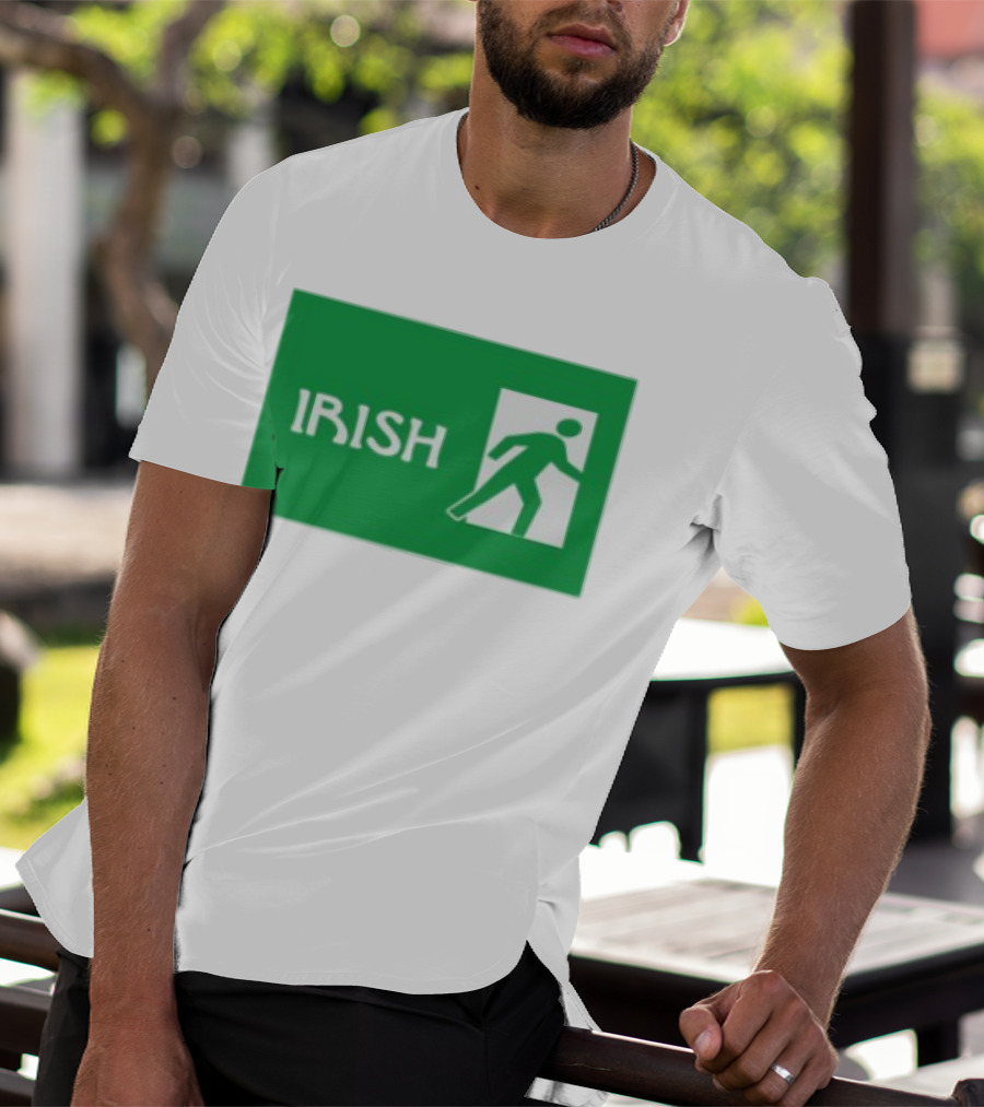 Emotionalclub Irish Exit Green Emergency Sign Style T-Shirt