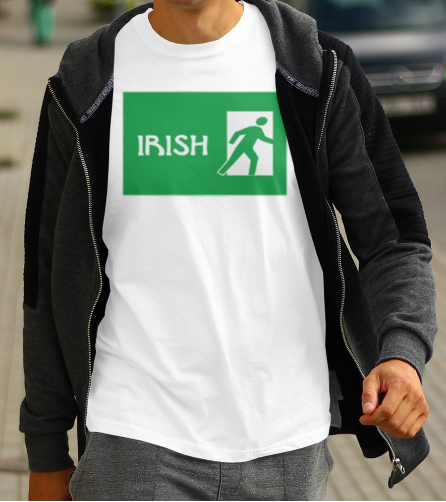 Emotionalclub Irish Exit Green Emergency Sign Style T-Shirt