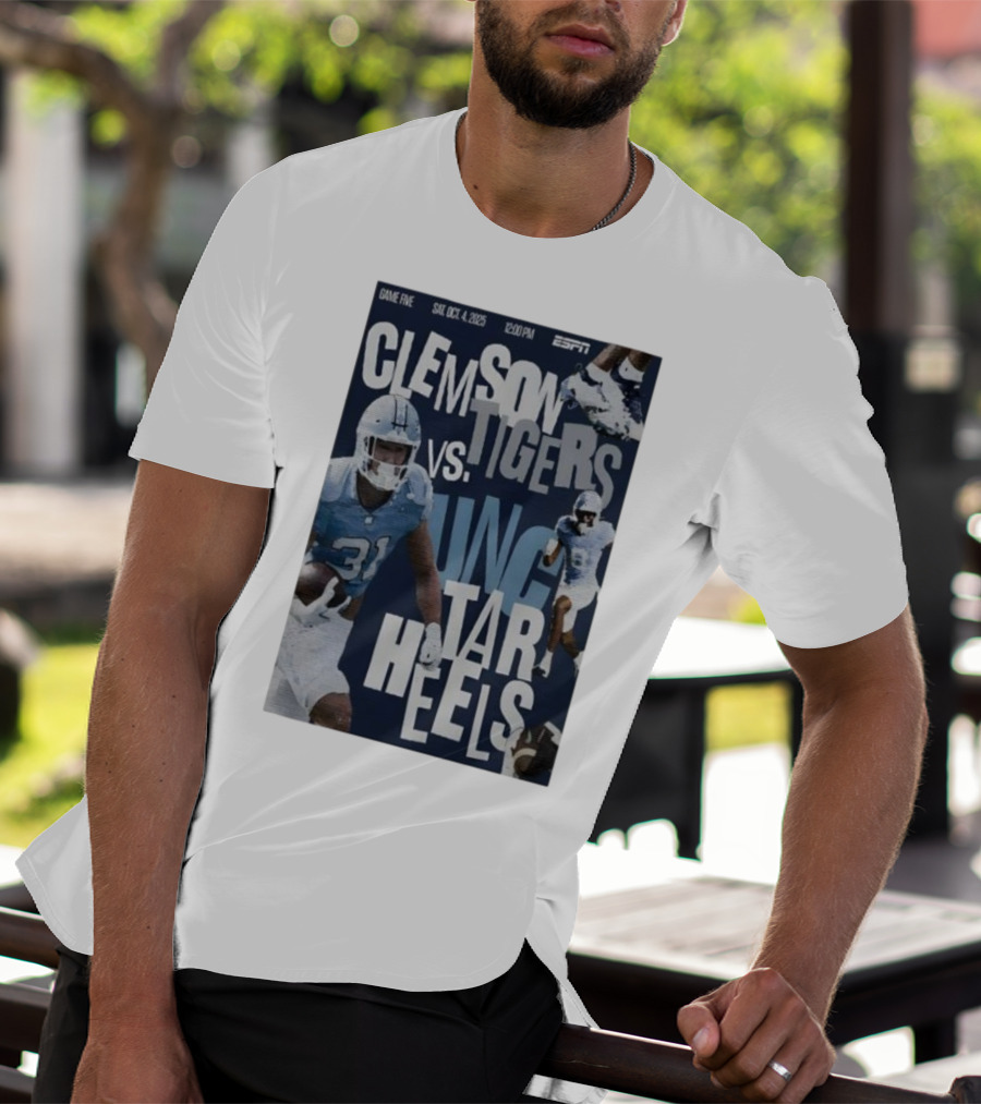 Clemson Tigers Vs UNC Tar Heels ESPN Game Five October 4 2025 Football T-Shirt