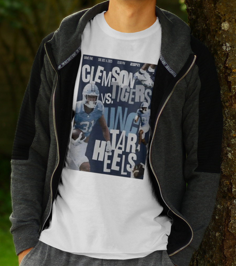 Clemson Tigers Vs UNC Tar Heels ESPN Game Five October 4 2025 Football T-Shirt