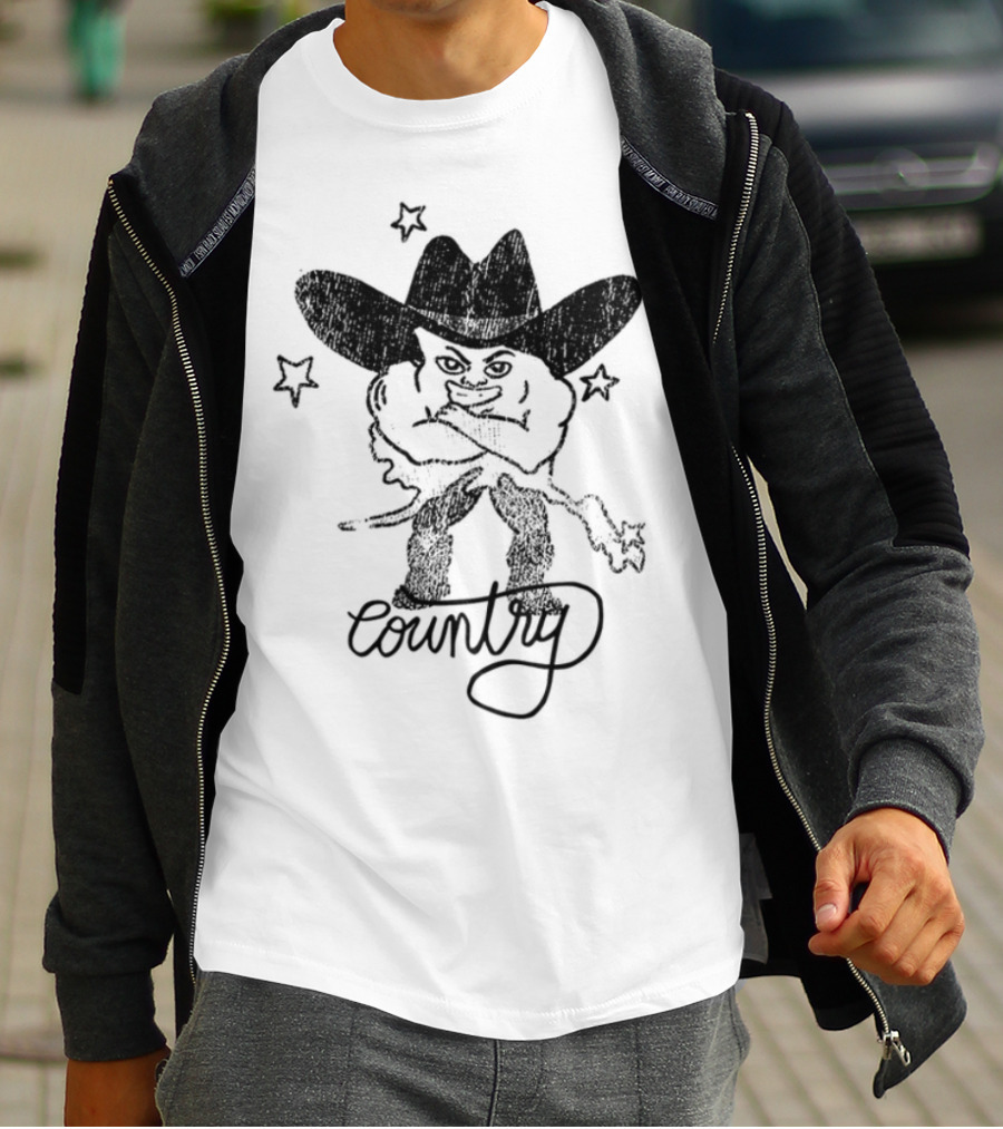 Weird Guy Cowboy With Guitar Retro Style T-Shirt