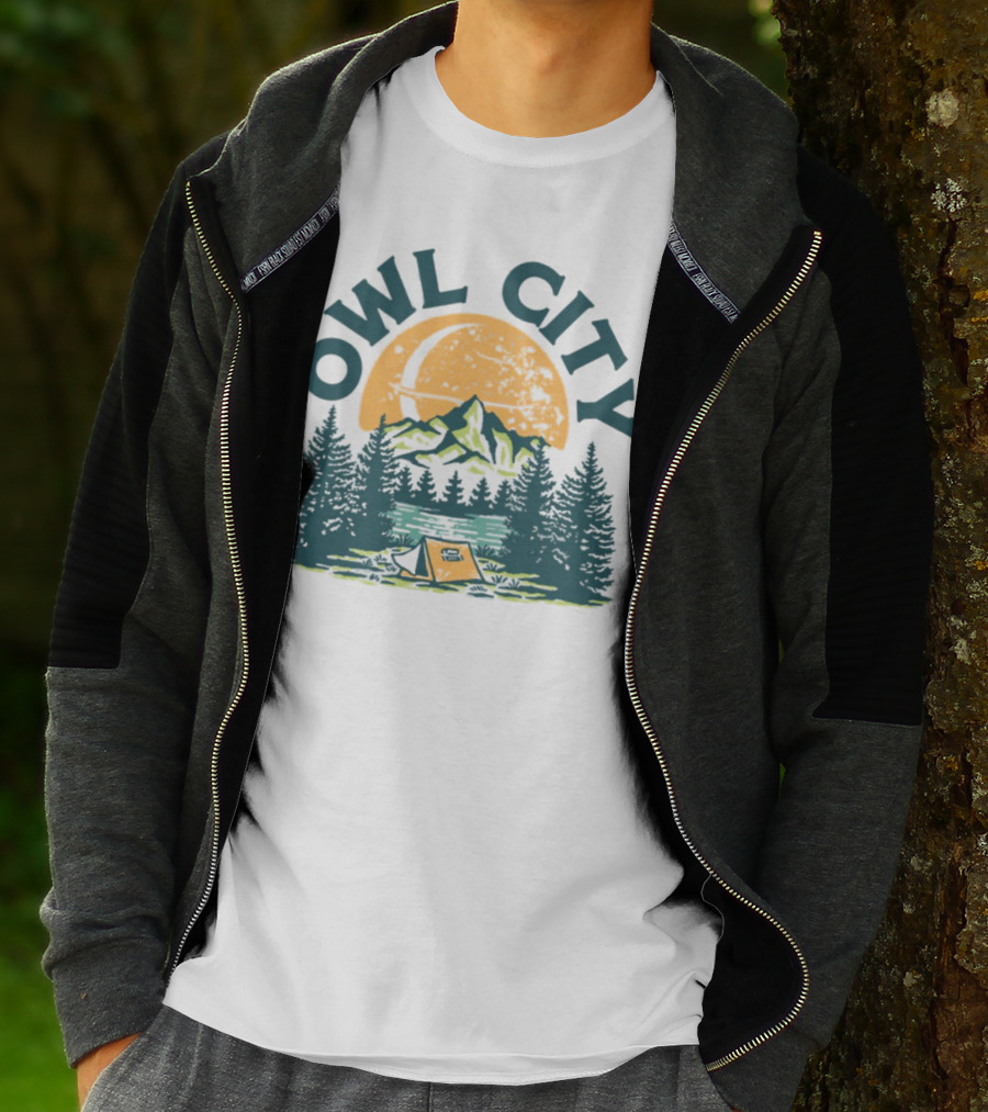 Owl City Mountains Camping Under Moon St. Patrick's Day T-Shirt