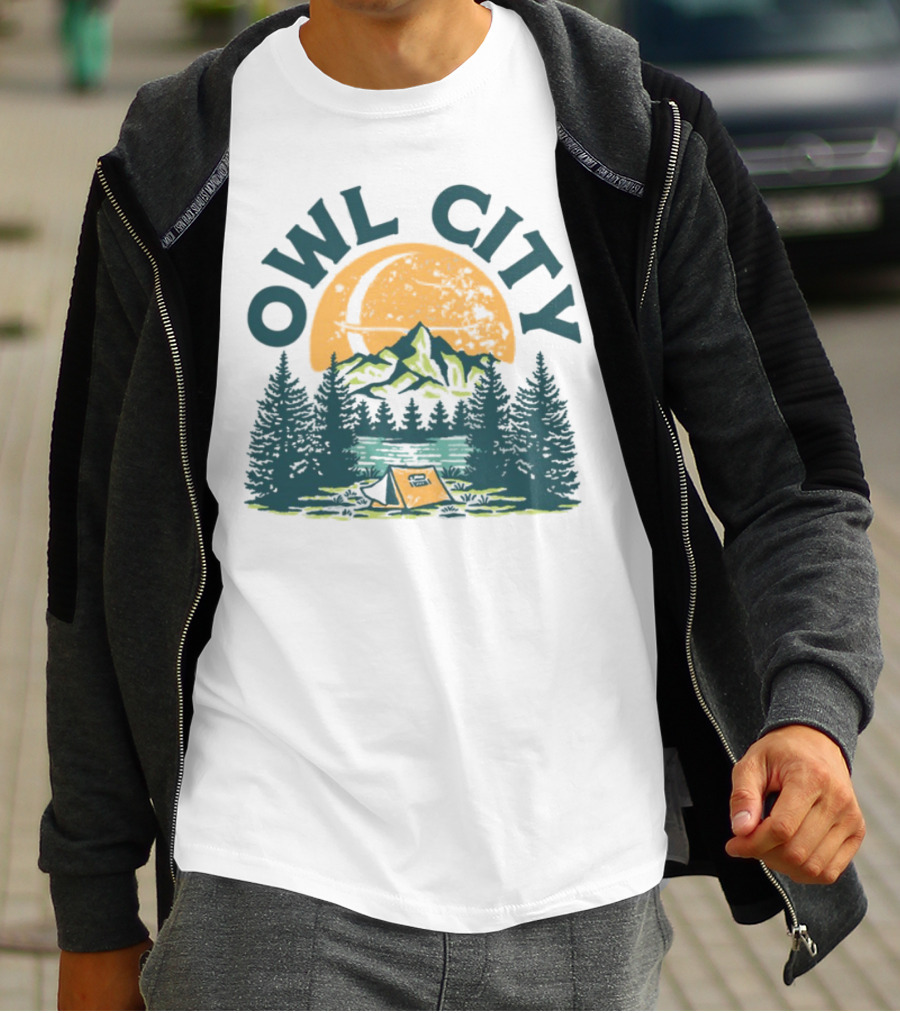 Owl City Mountains Camping Under Moon St. Patrick's Day T-Shirt
