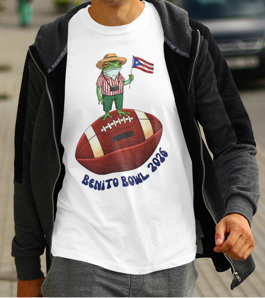 Bad Bunny Puerto Rico Frog Flag Benito Bowl 2026 Football T-Shirt