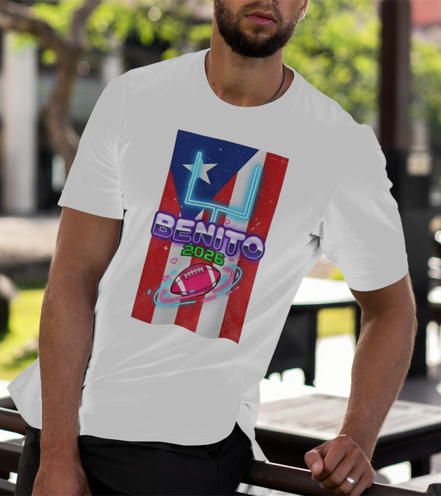 Benito 2026 Bad Bunny Super Bowl Halftime Show Fan Football Puerto Rico Flag T-Shirt