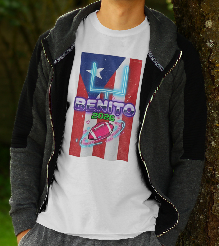 Benito 2026 Bad Bunny Super Bowl Halftime Show Fan Football Puerto Rico Flag T-Shirt