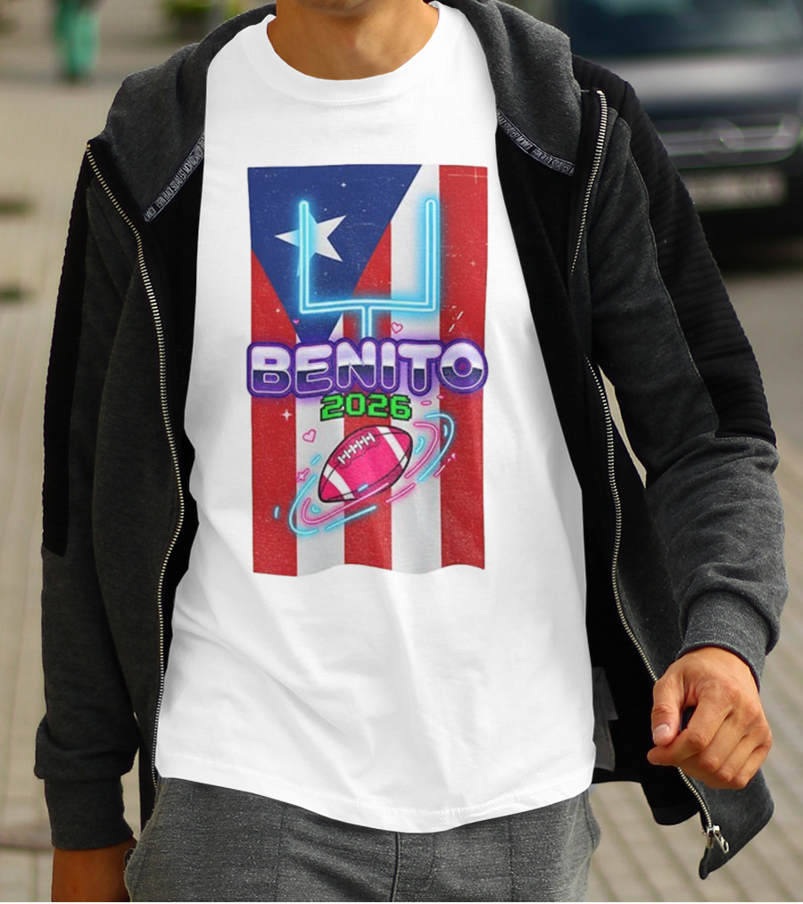 Benito 2026 Bad Bunny Super Bowl Halftime Show Fan Football Puerto Rico Flag T-Shirt