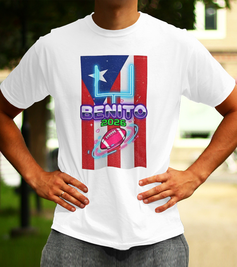 Benito 2026 Bad Bunny Super Bowl Halftime Show Fan Football Puerto Rico Flag T-Shirt