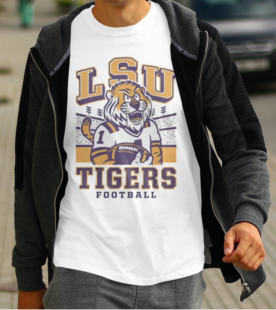 LSU Tigers Football Mike Mascot Stadium QB Number One T-Shirt