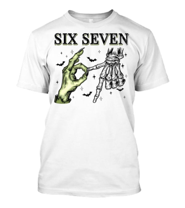 Spooky Season Witch Skeleton Hands Six Seven Meme T-Shirt