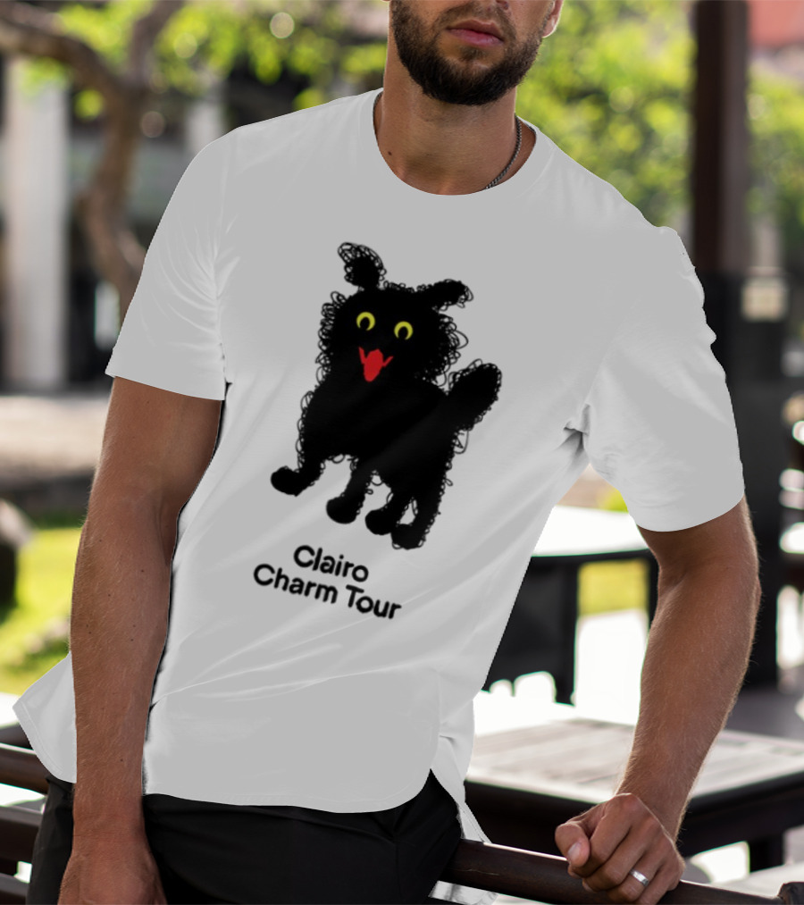 Clairo Charm Tour Yellow Eyes Red Tongue Fuzzy Cat T-Shirt