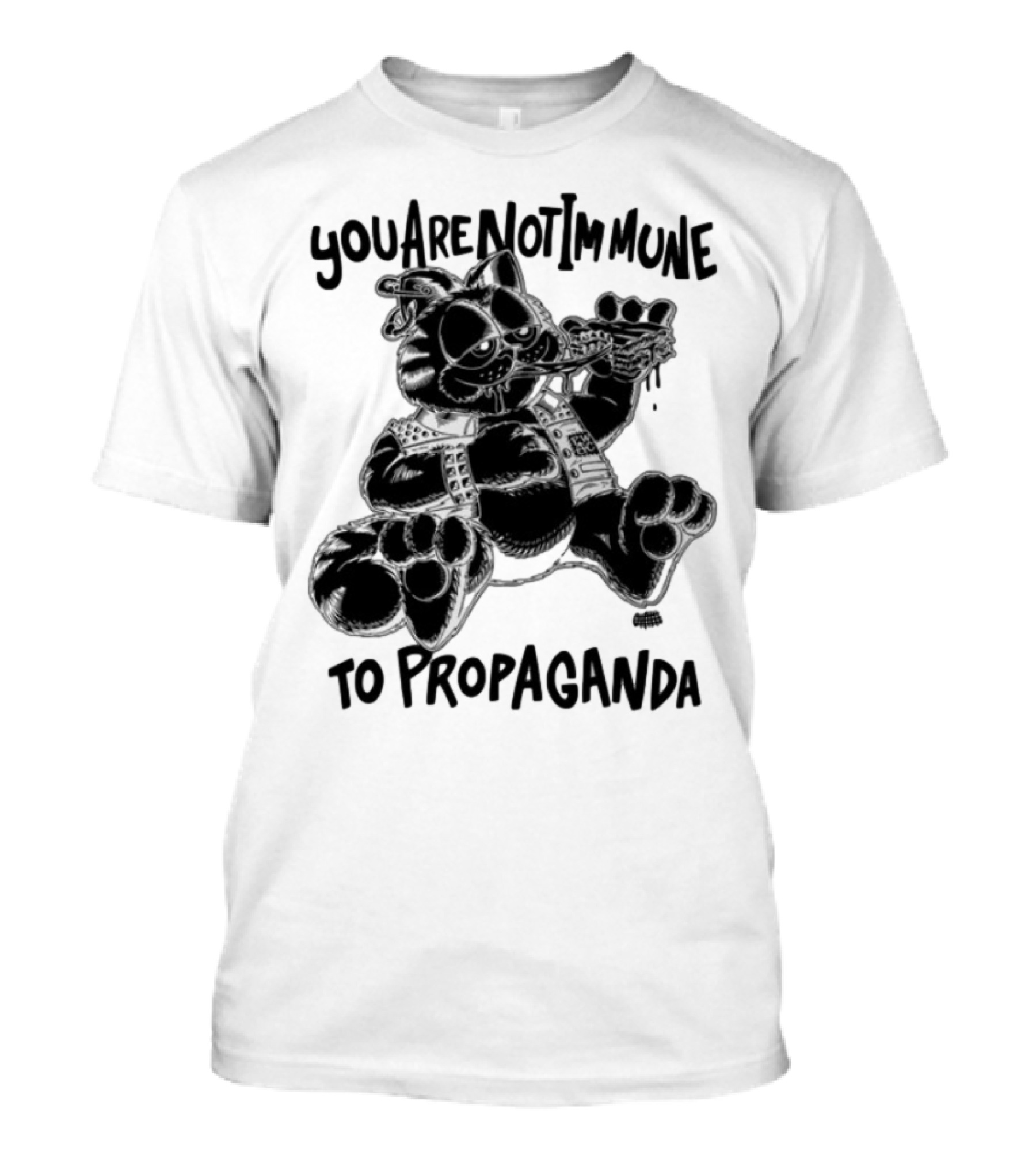 Punkwithacamera Cat With Pizza You Are Not Immune To Propaganda T-Shirt