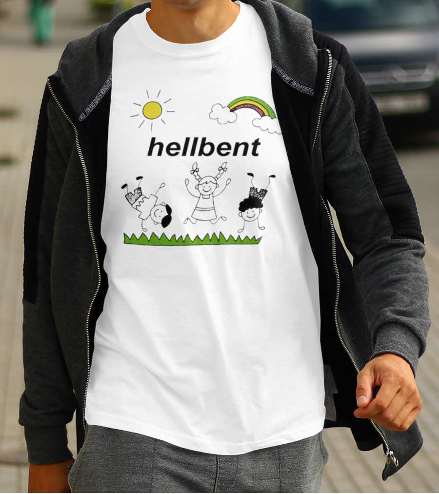 Hellbent Young Rebels Sun Rainbow Grass Playful Art T-Shirt