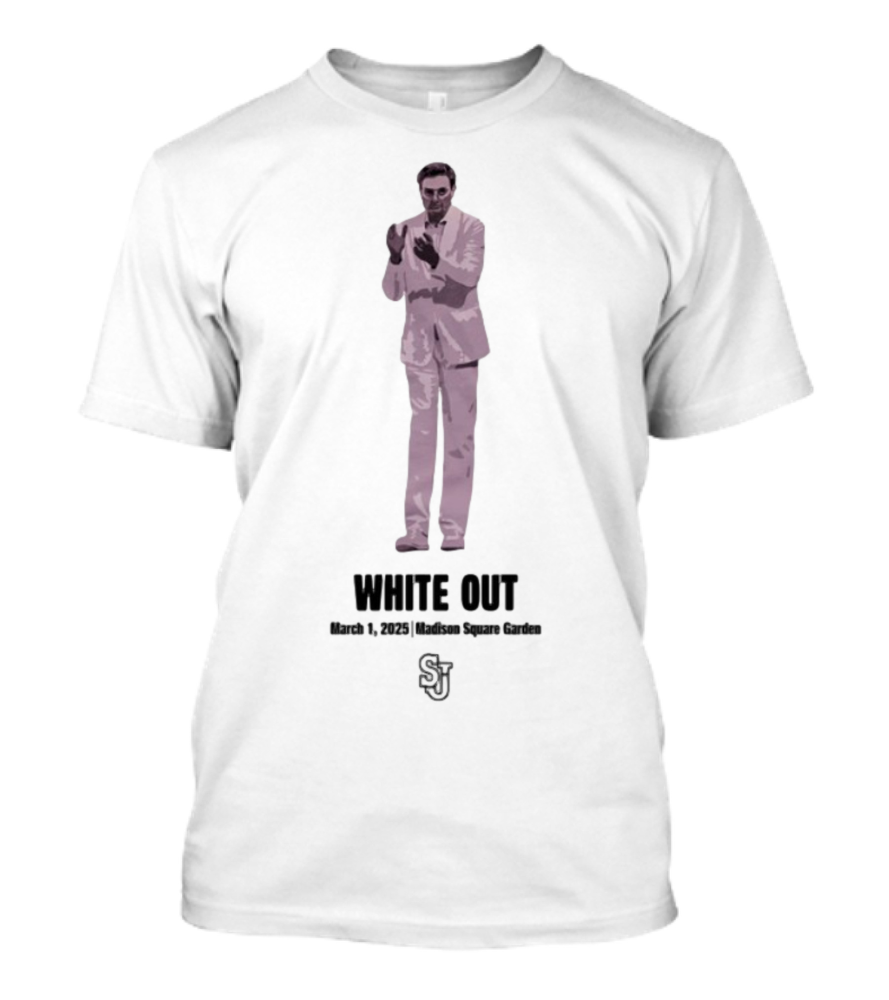 White Out March 1 2025 Madison Square Garden SJ Logo T-Shirt