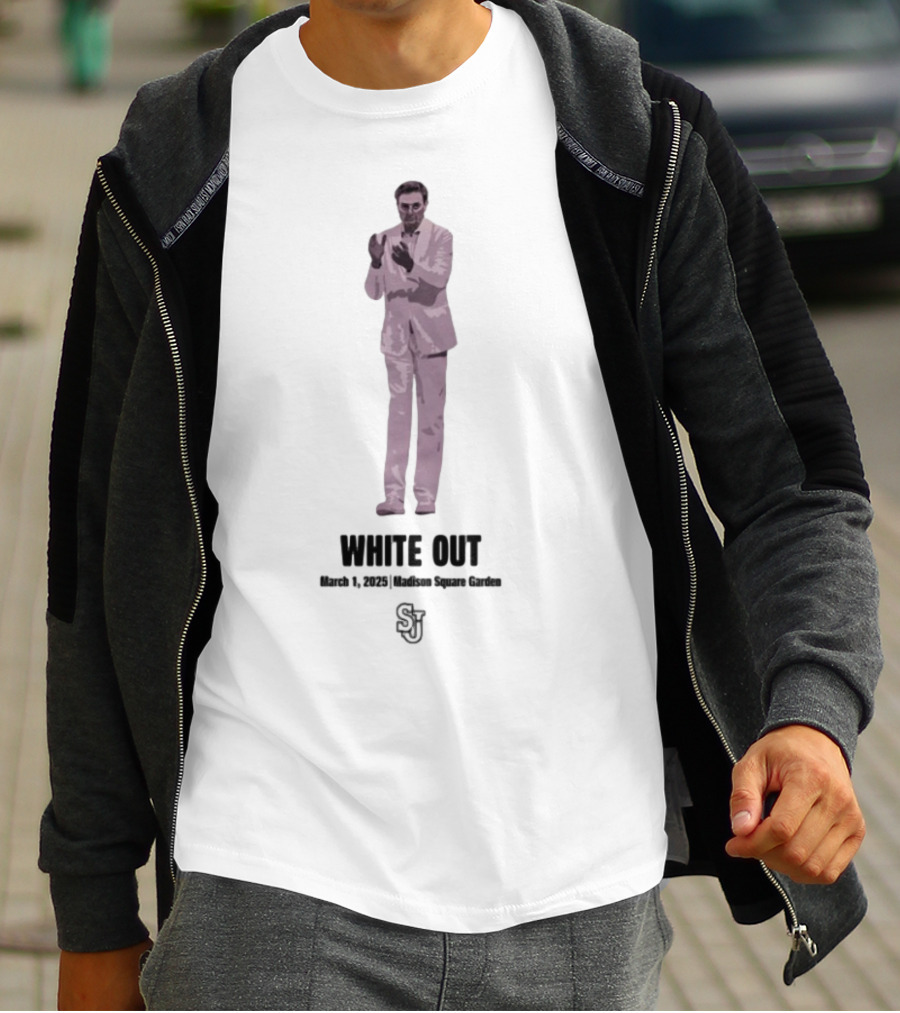 White Out March 1 2025 Madison Square Garden SJ Logo T-Shirt