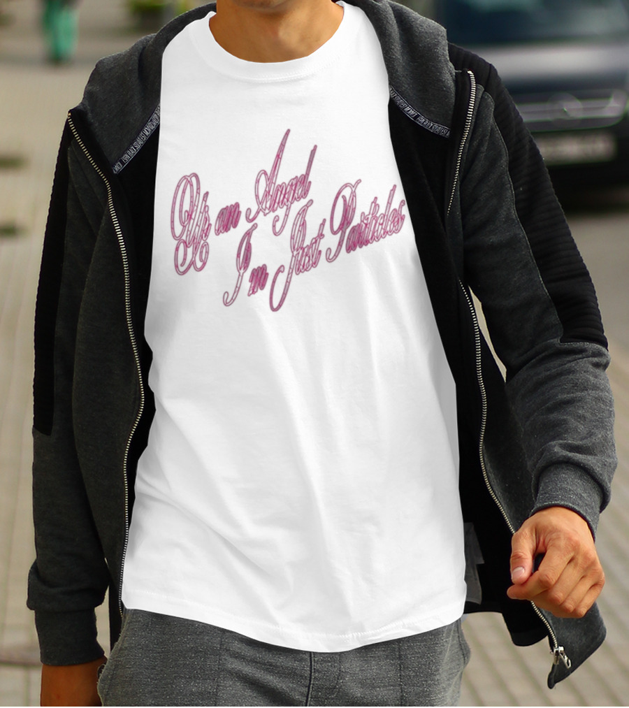 Benee Ur An Angel I’m Just Particles Curved Pink Text T-Shirt