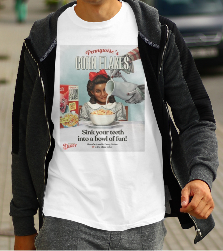 Pennywise’s Corn Flakes Sink Your Teeth Into A Bowl Of Fun IT Welcome To Derry October 26 2025 T-Shirt