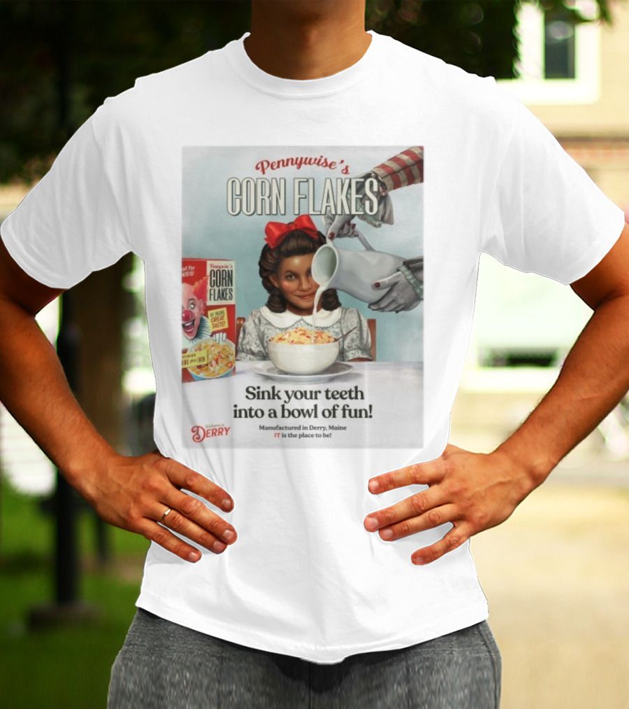 Pennywise’s Corn Flakes Sink Your Teeth Into A Bowl Of Fun IT Welcome To Derry October 26 2025 T-Shirt