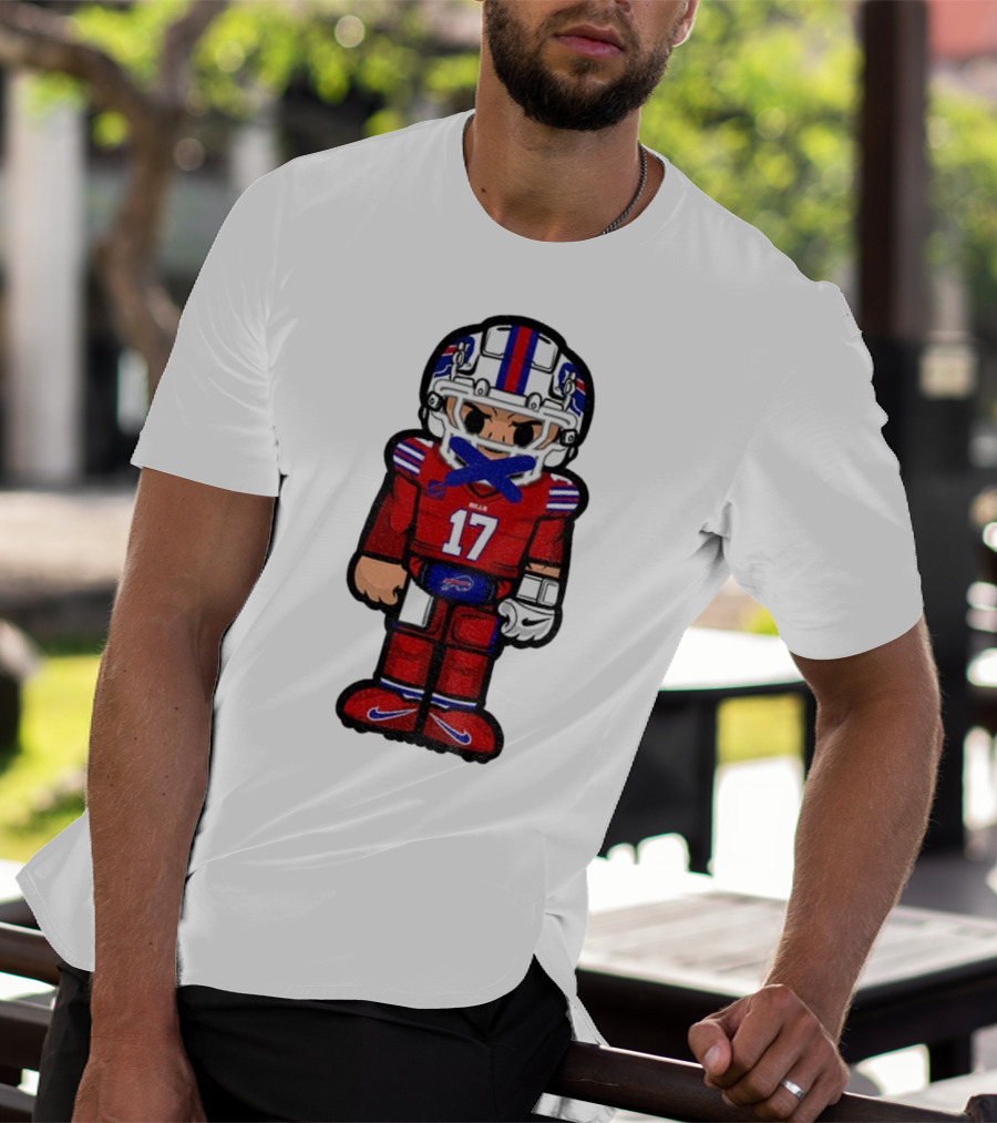 Buffalo Bills Josh Allen Cartoon NFL Football 2025 Number 17 T-Shirt
