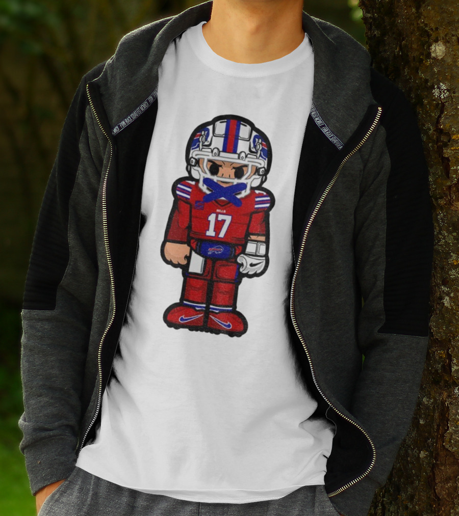 Buffalo Bills Josh Allen Cartoon NFL Football 2025 Number 17 T-Shirt