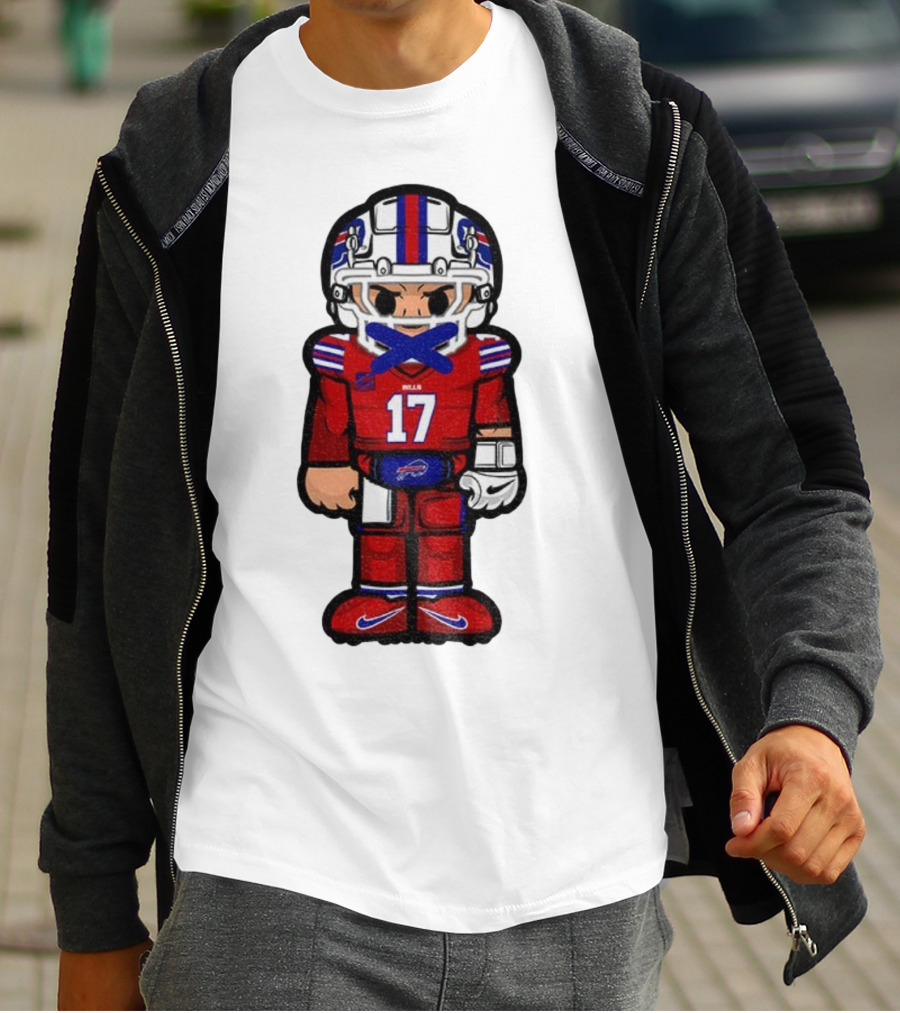 Buffalo Bills Josh Allen Cartoon NFL Football 2025 Number 17 T-Shirt