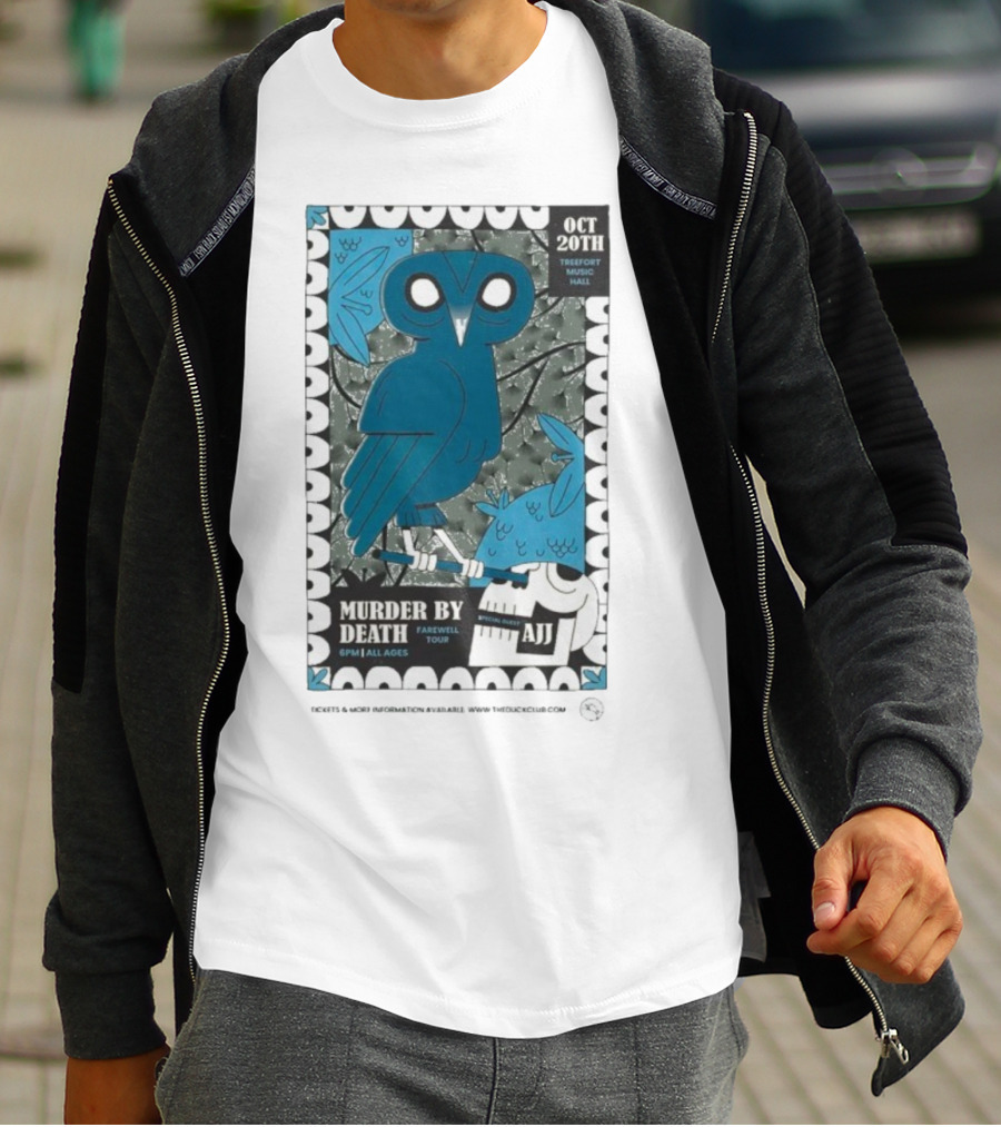 Murder By Death Farewell Tour Treefort Music Hall Boise October 20th AJJ Special Guest Owl Art T-Shirt