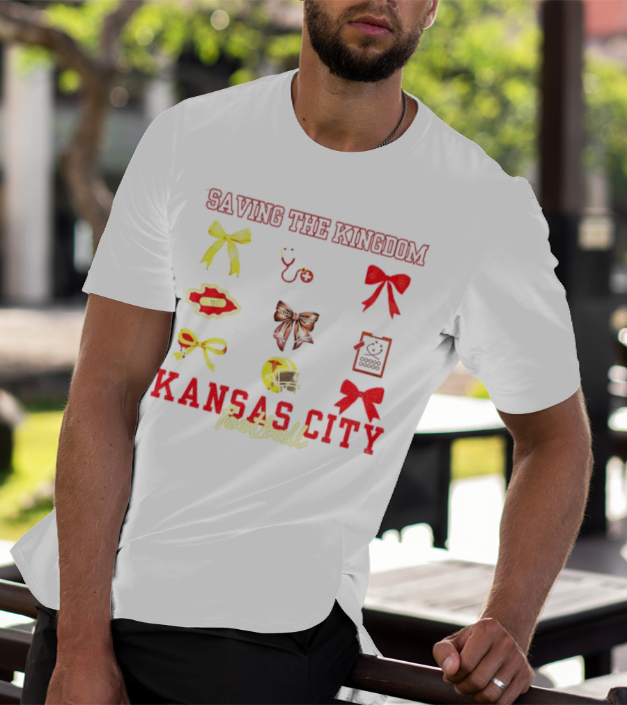 Saving The Kingdom Kansas City Football Bows Game Day Chiefs T-Shirt