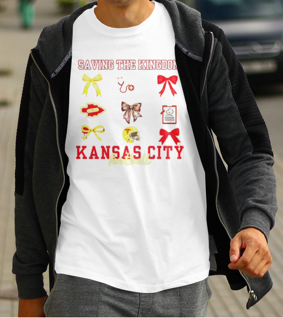 Saving The Kingdom Kansas City Football Bows Game Day Chiefs T-Shirt