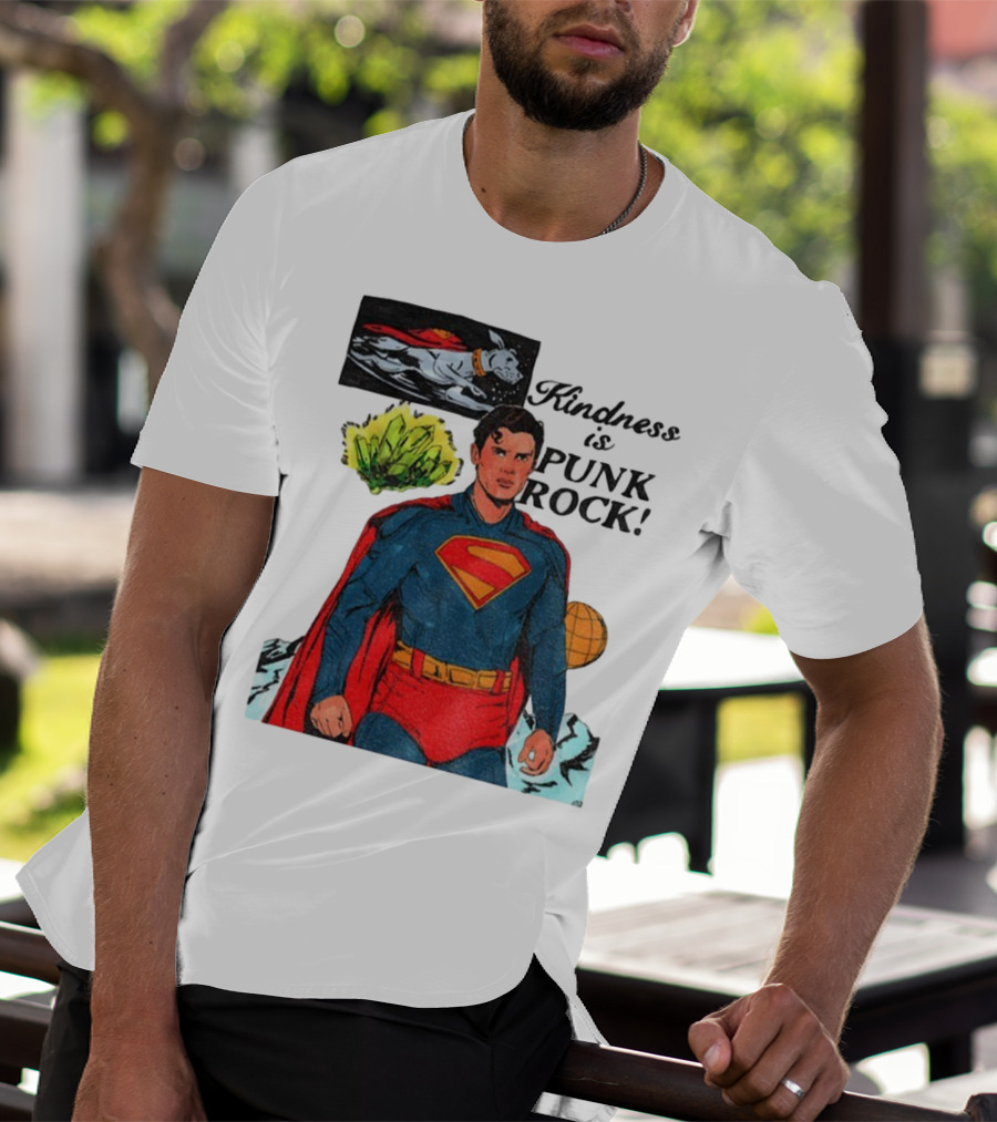 Superman DC Kindness Is Punk Rock Krypton Dog Caped Hero T-Shirt