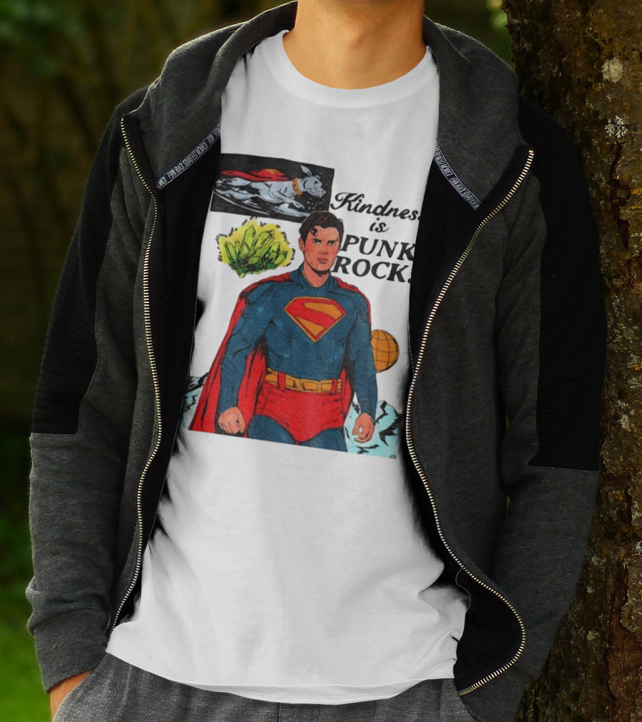 Superman DC Kindness Is Punk Rock Krypton Dog Caped Hero T-Shirt