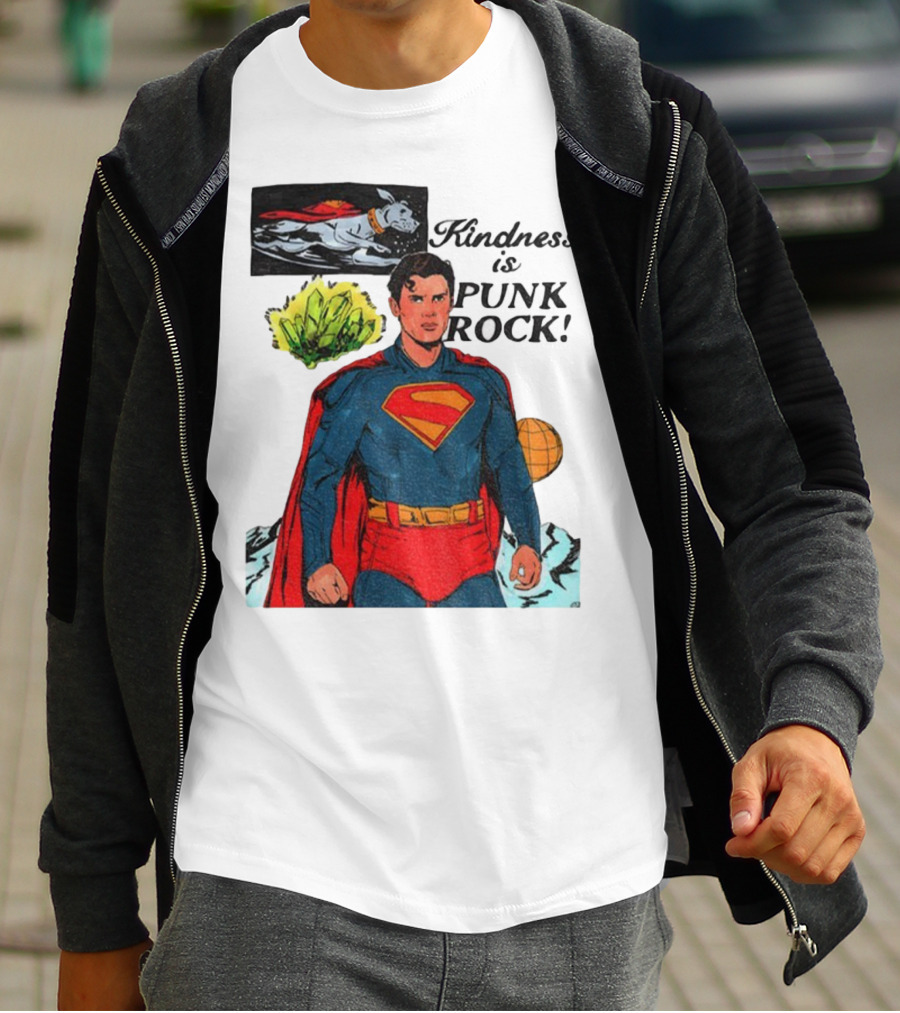Superman DC Kindness Is Punk Rock Krypton Dog Caped Hero T-Shirt