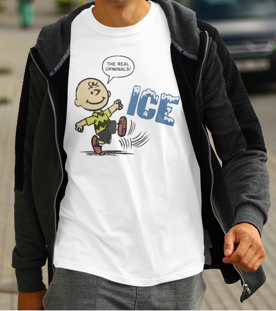 Charlie Brown Kicking The Real Criminals ICE T-Shirt