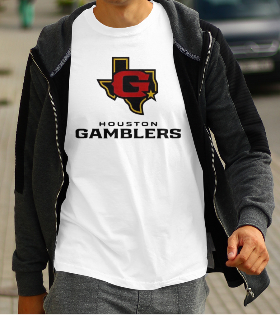 Houston Gamblers Texas Outline G Star Emblem T-Shirt