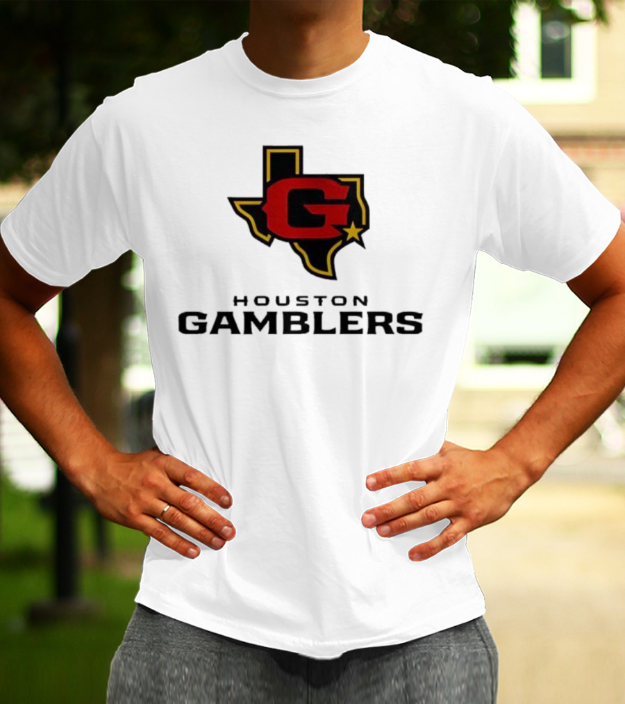 Houston Gamblers Texas Outline G Star Emblem T-Shirt