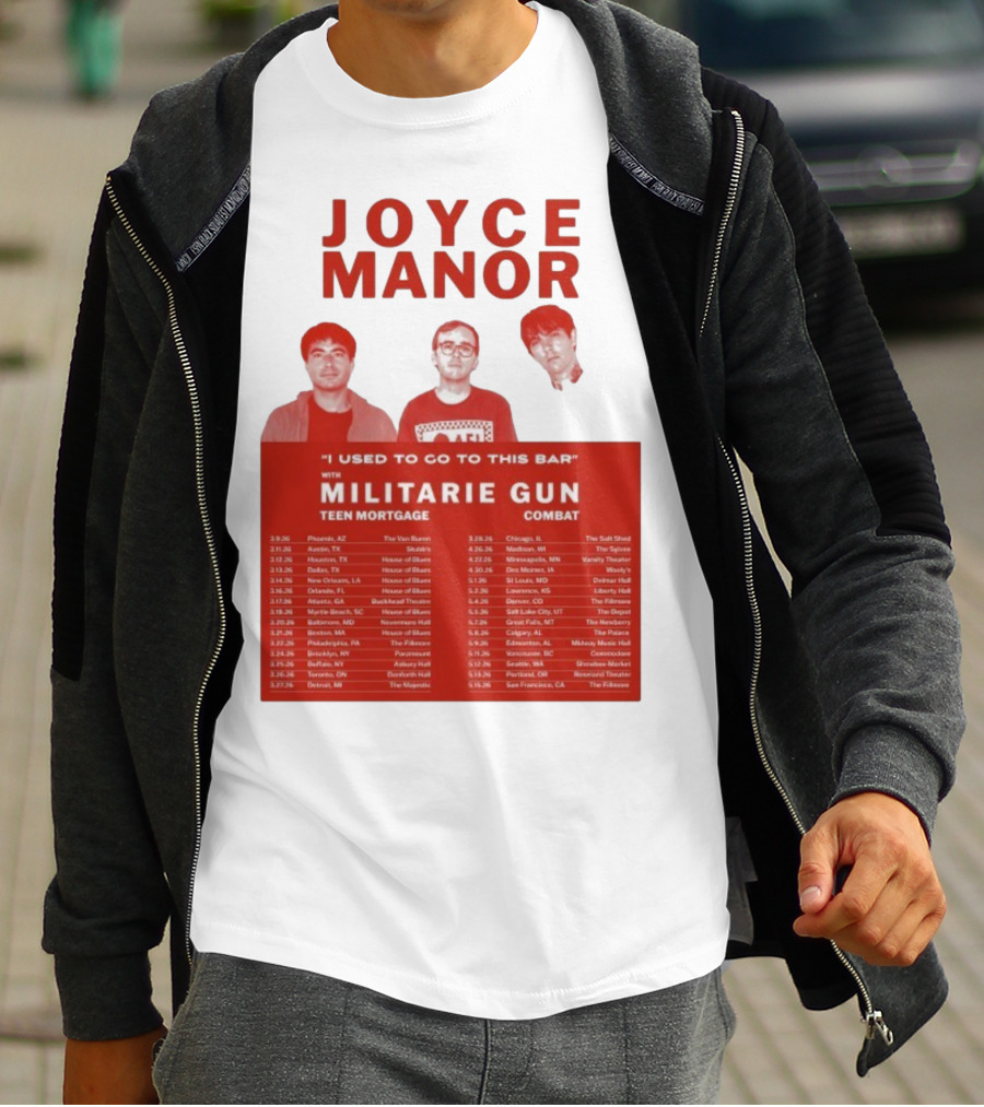 Joyce Manor I Used To Go To This Bar With Militarie Gun Teen Mortgage Combat 2026 Tour Dates T-Shirt
