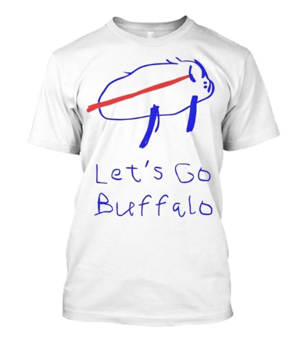Let’s Go Buffalo Bills Hand-Drawn Blue And Red Graphic T-Shirt