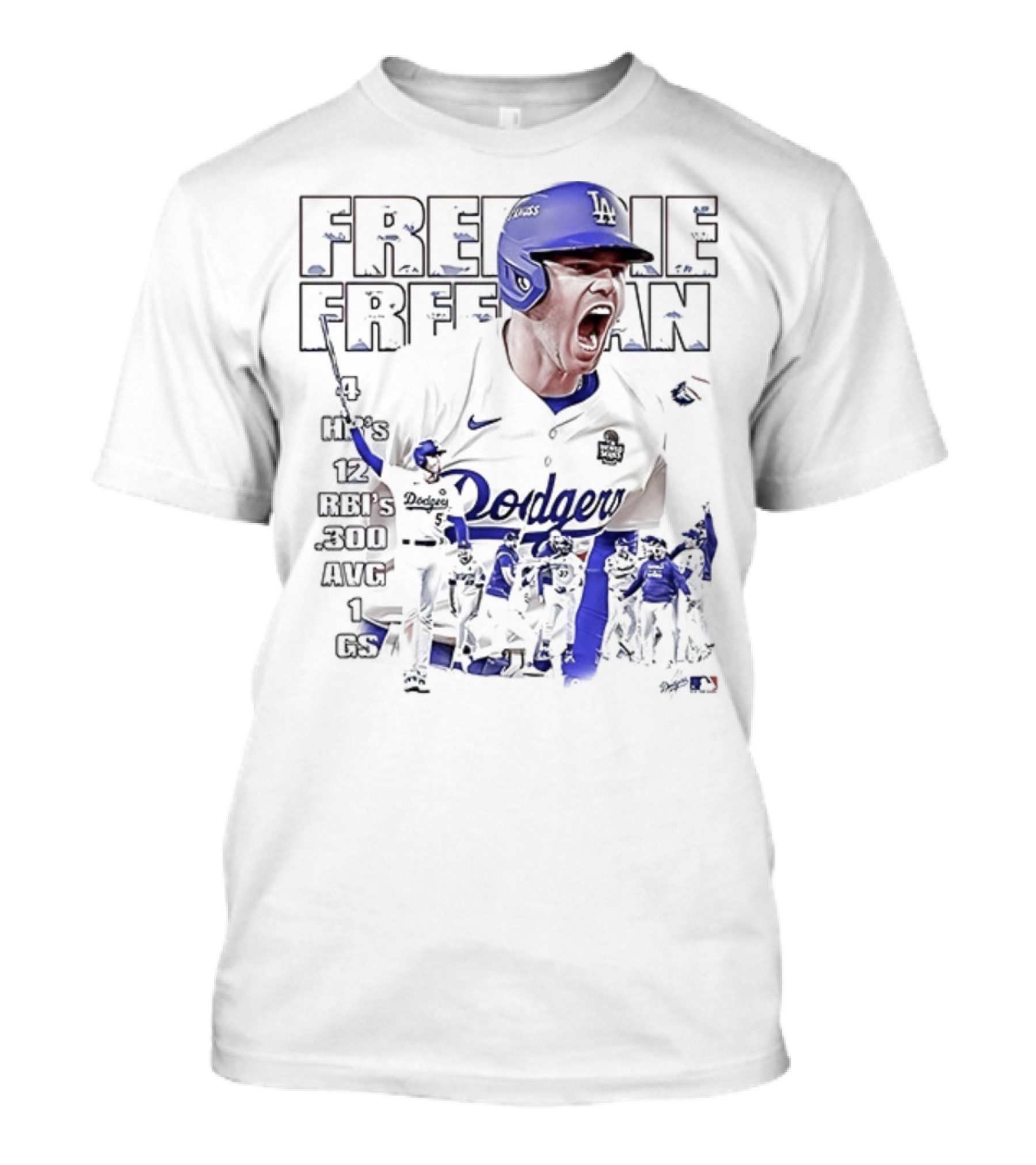 Los Angeles Dodgers Freddie Freeman HR 12 RBIs 300 AVG 1 GS T-Shirt