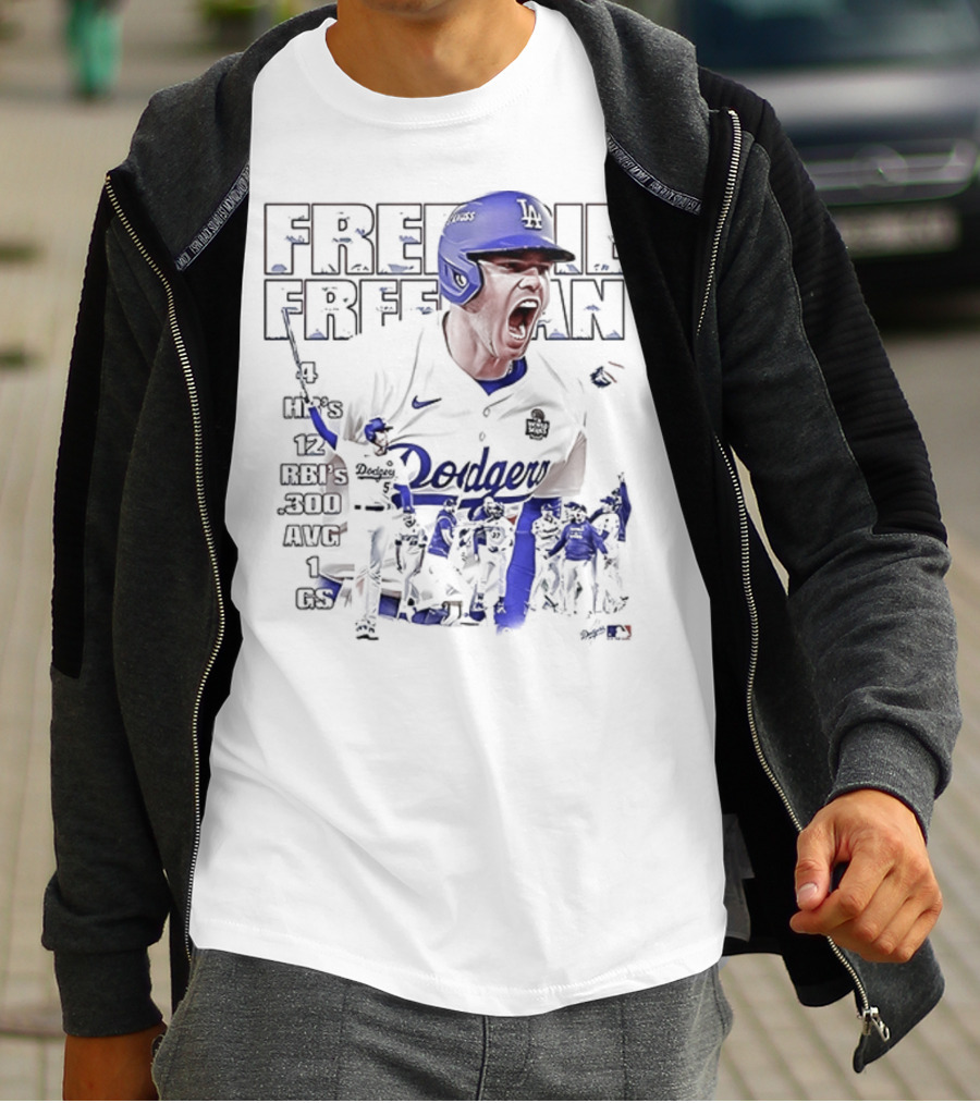 Los Angeles Dodgers Freddie Freeman HR 12 RBIs 300 AVG 1 GS T-Shirt