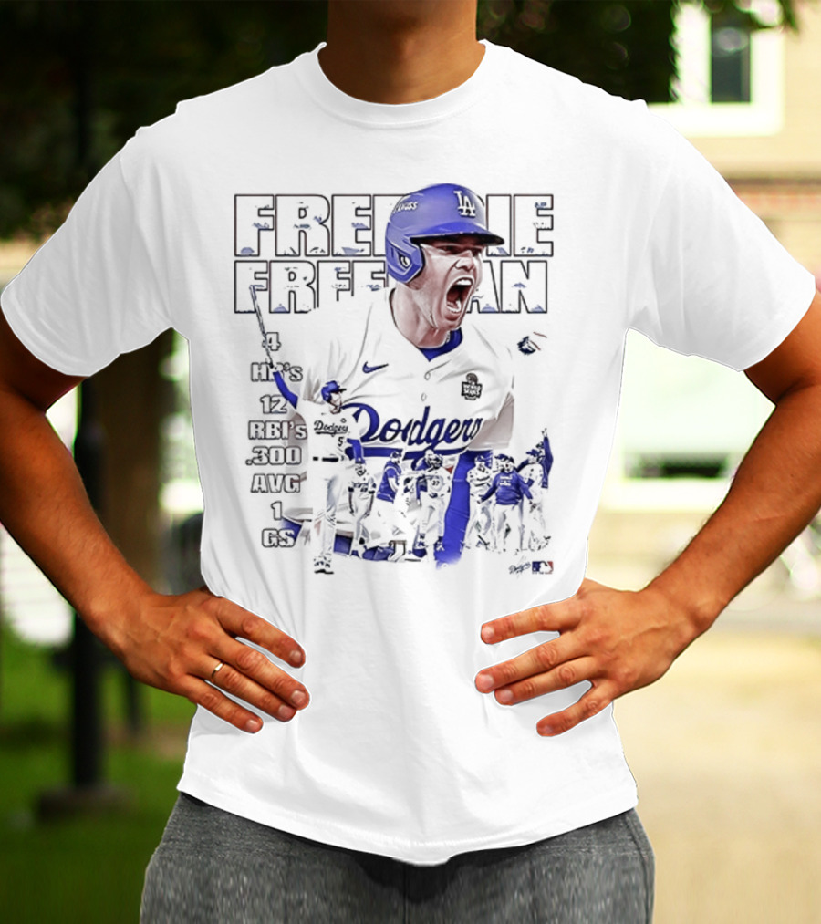 Los Angeles Dodgers Freddie Freeman HR 12 RBIs 300 AVG 1 GS T-Shirt