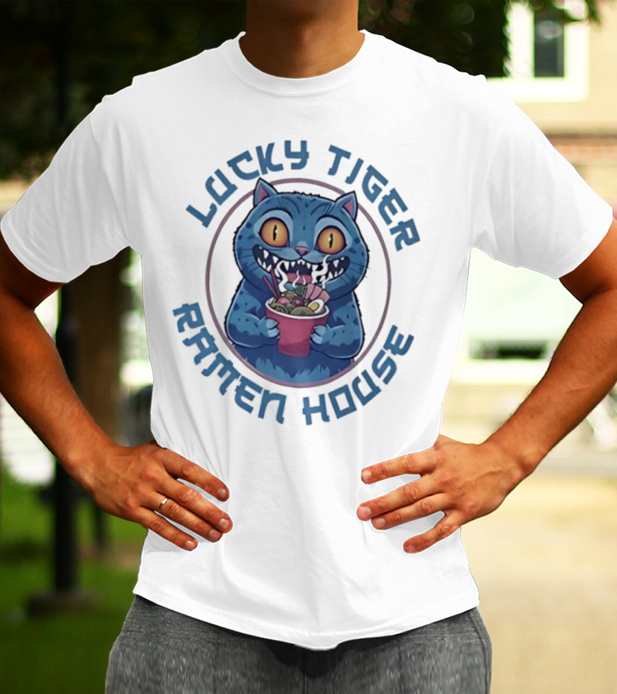Lucky Tiger Ramen House Kpop Demon Hunters Derpy The Tiger Cartoon Cat Noodles T-Shirt