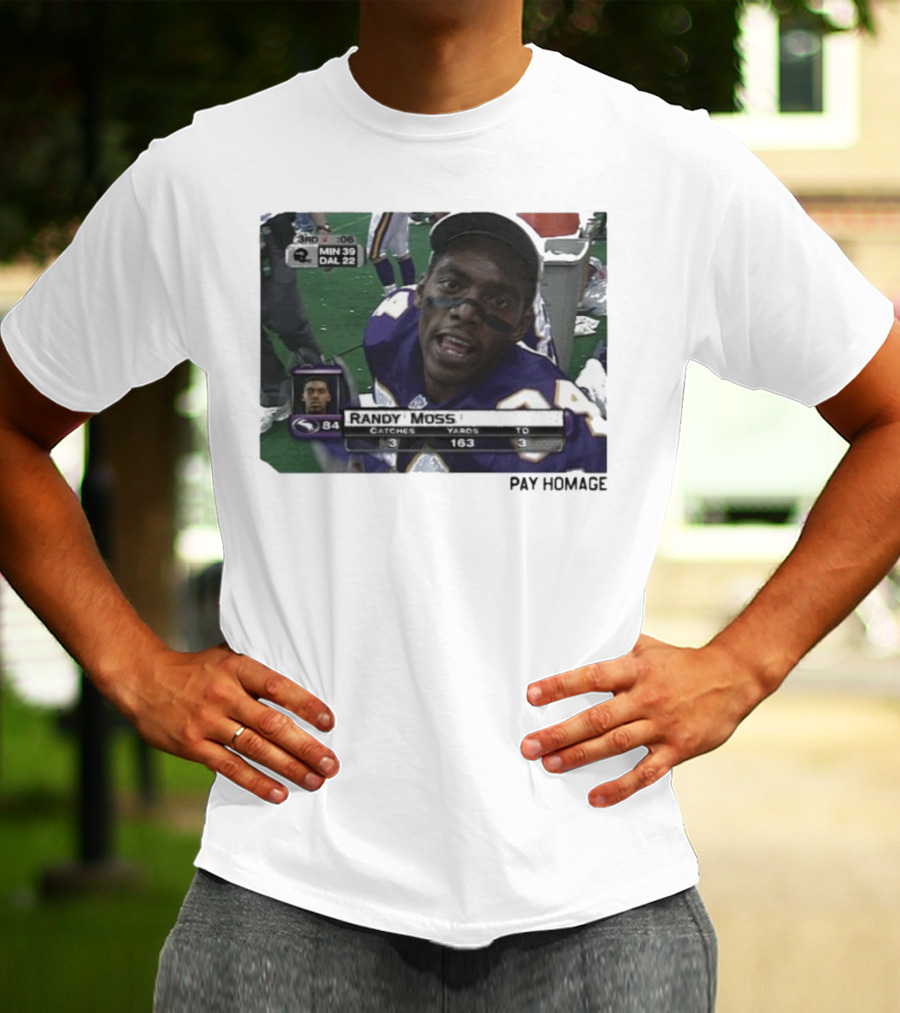 Randy Moss Minnesota Vikings 84 Pay Homage Catches Yards TO T-Shirt