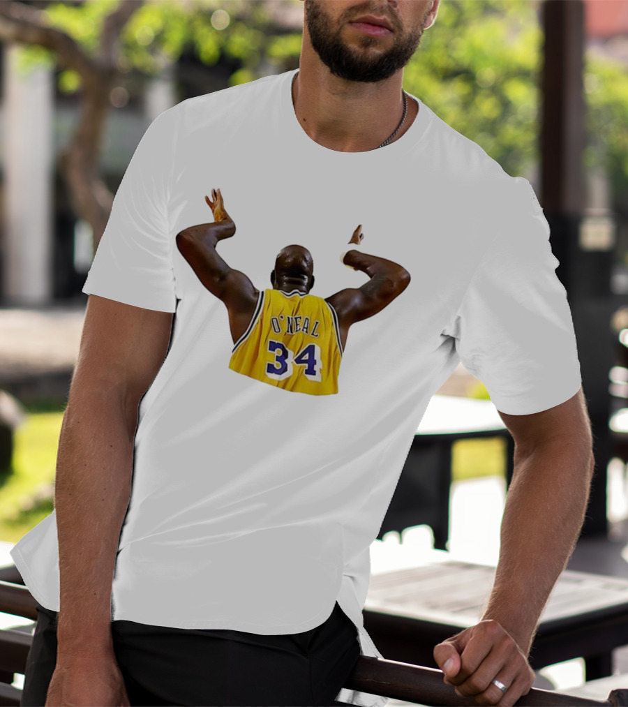 Shaquille O'Neal 34 Los Angeles Lakers Basketball Iconic Celebration T-Shirt
