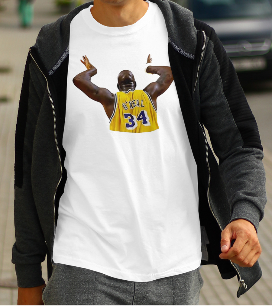 Shaquille O'Neal 34 Los Angeles Lakers Basketball Iconic Celebration T-Shirt