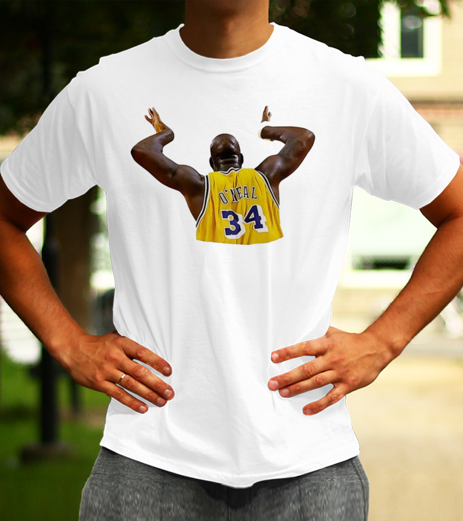 Shaquille O'Neal 34 Los Angeles Lakers Basketball Iconic Celebration T-Shirt