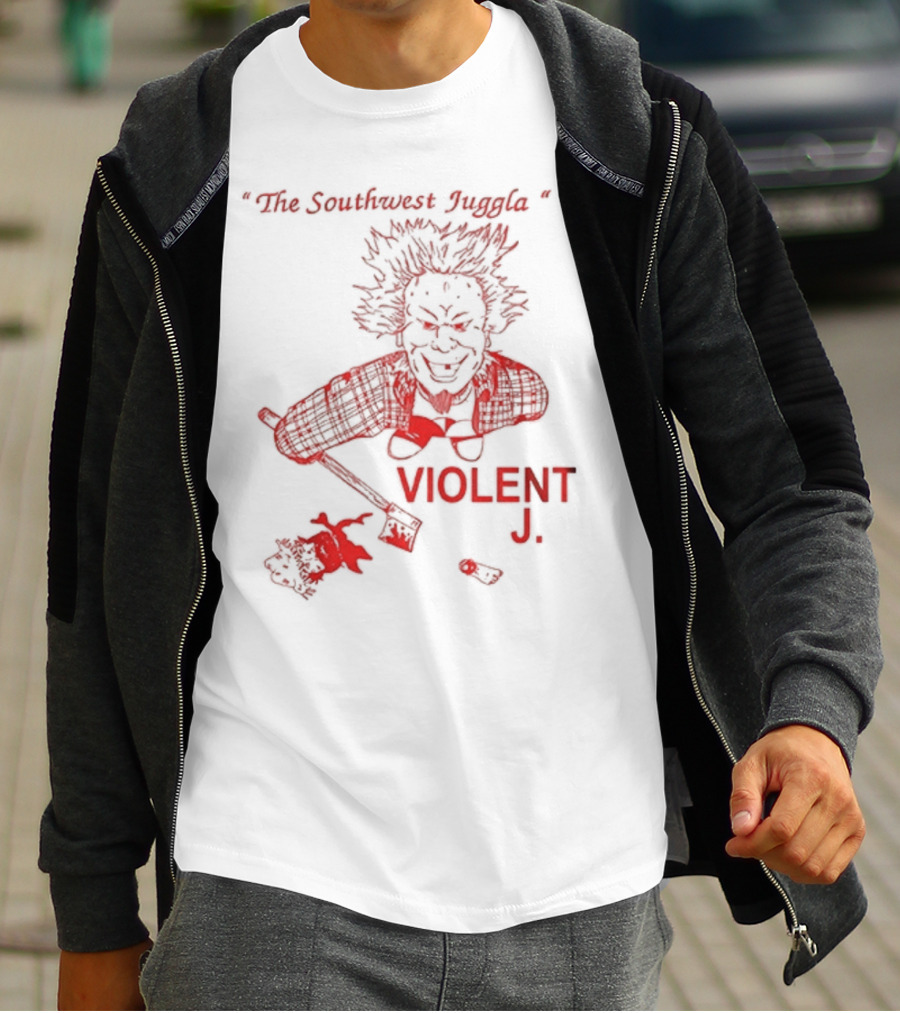 Violent J The Southwest Juggla Clown Caricature With Axe And Puppet T-Shirt