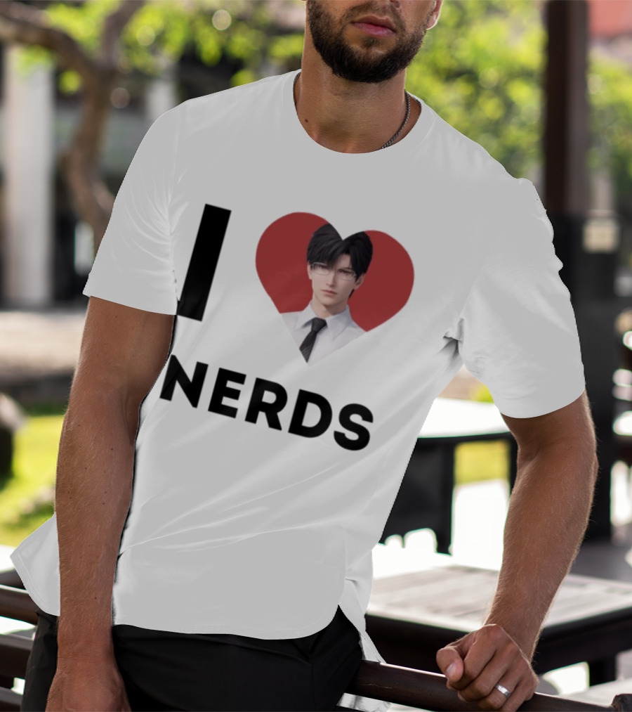 I Love Nerds Anime Character Glasses And Suit T-Shirt