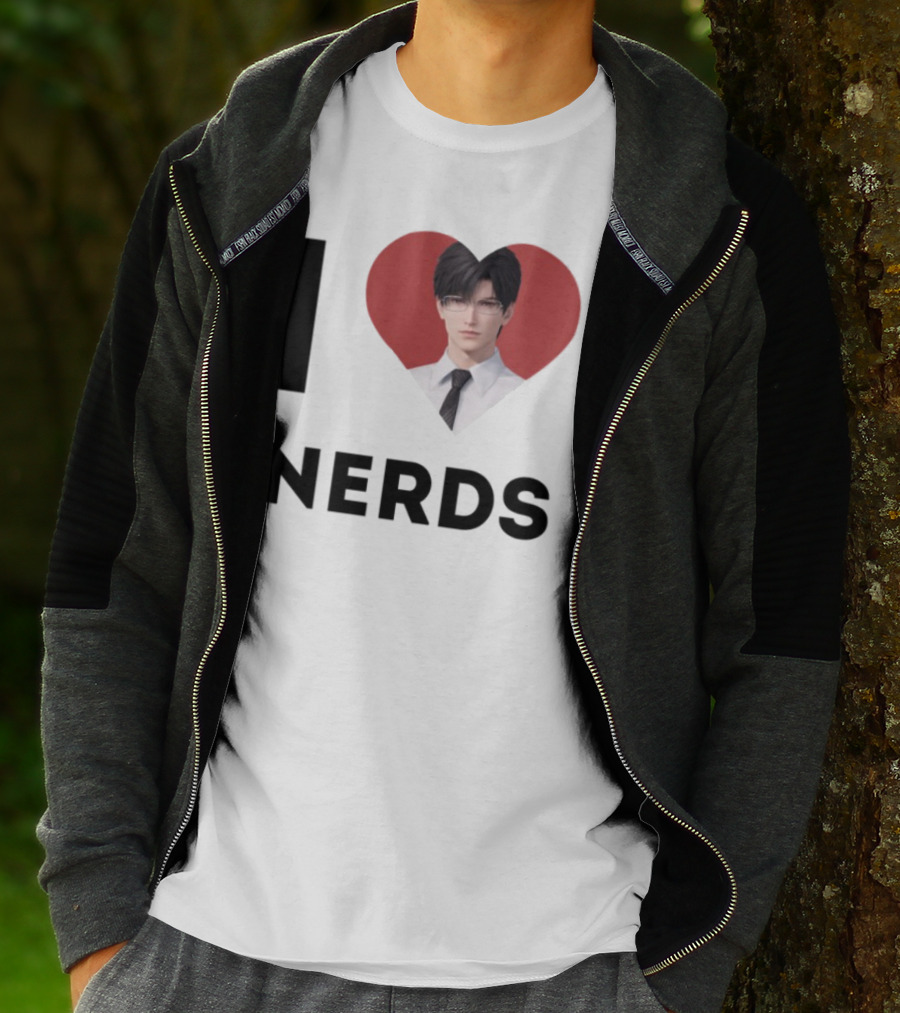 I Love Nerds Anime Character Glasses And Suit T-Shirt