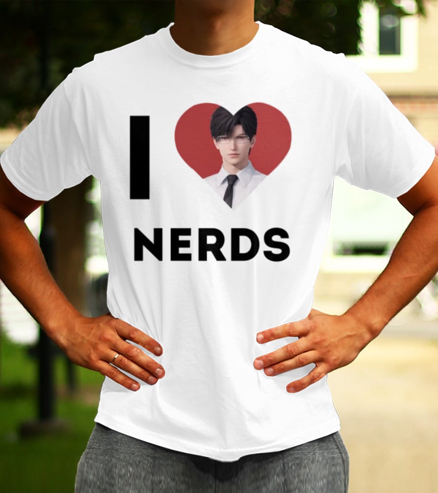 I Love Nerds Anime Character Glasses And Suit T-Shirt