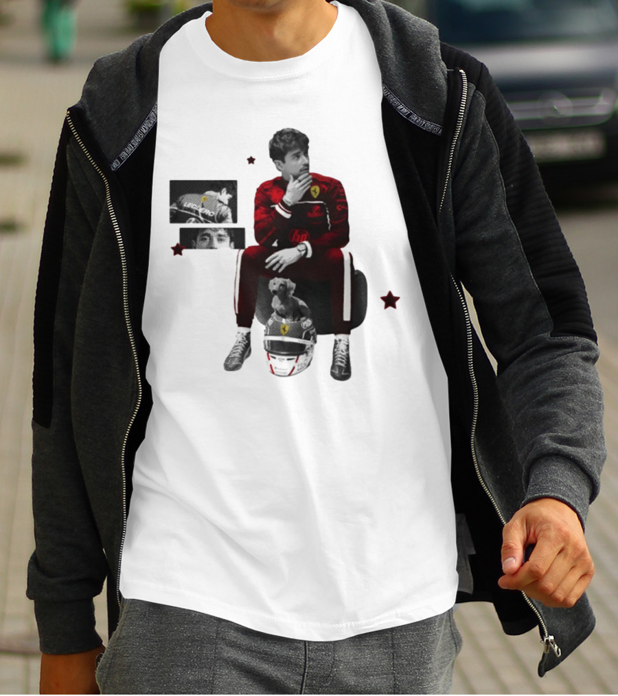 Lilisdsigns Charles Leclerc Ferrari Racing Red Outfit 16 Fan Memorabilia T-Shirt